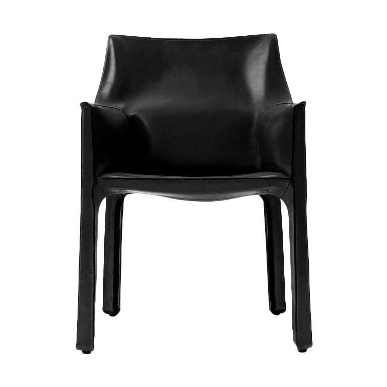 1970s Italian Cab Armchair by Mario Bellini for Cassina in Black Leather