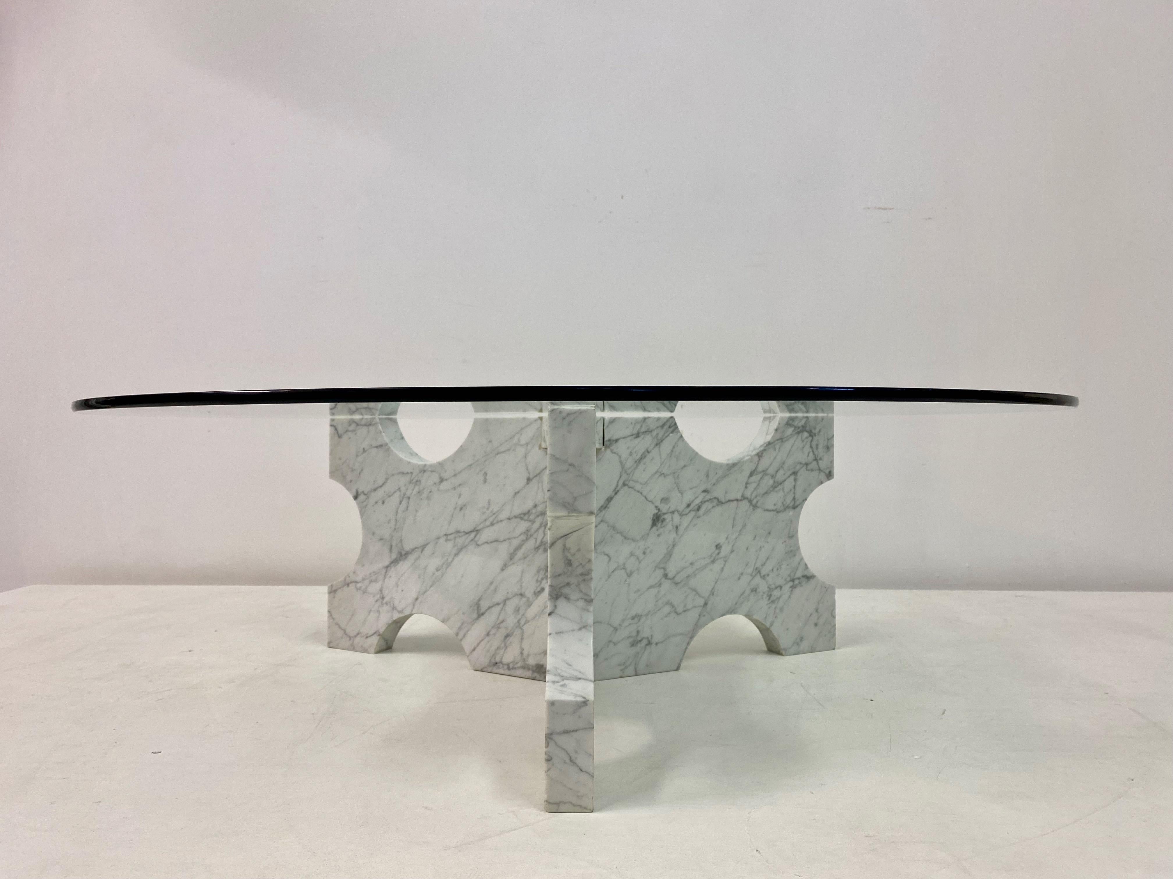 1970s Italian Carrara Marble Coffee Table For Sale 4