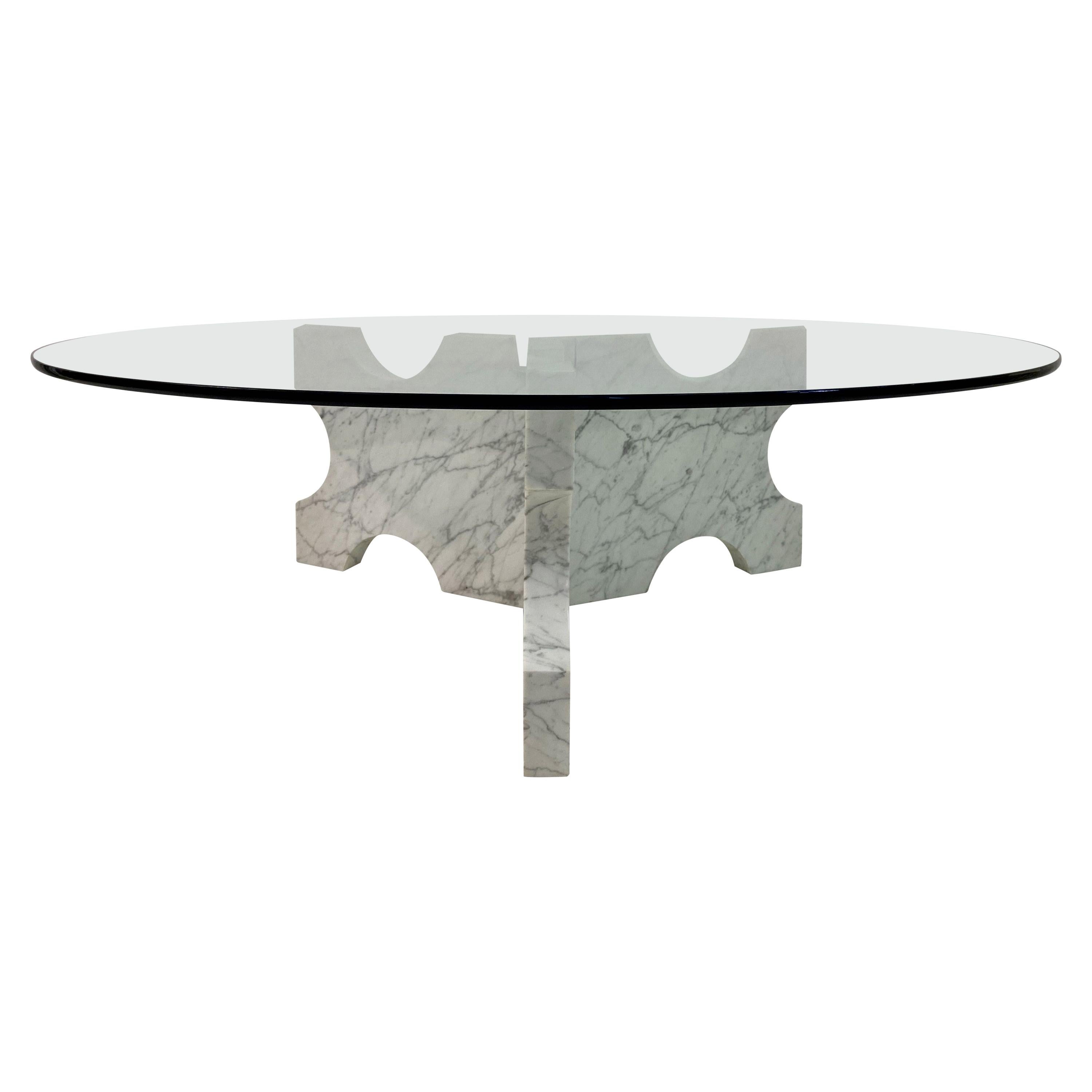 1970s Italian Carrara Marble Coffee Table