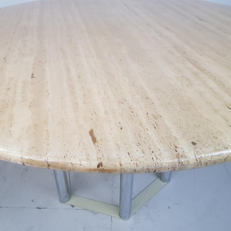 1970s Italian Carrara Marble Dining Table and Chair Set For Sale 2