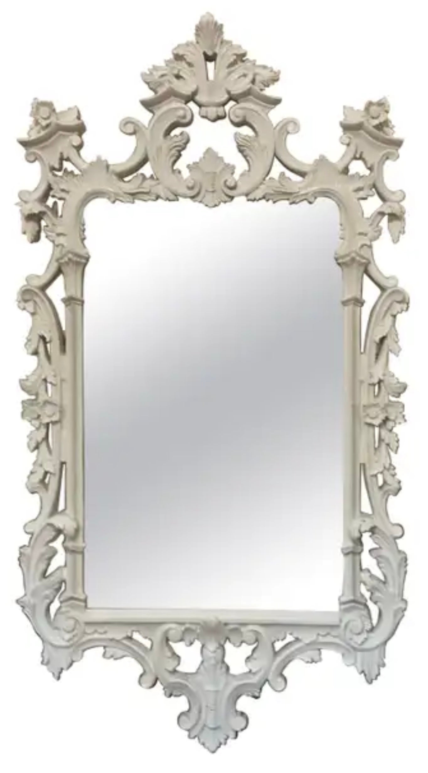 1970s Italian Carved Wood & Composition Chippendale Style Wall Mirror