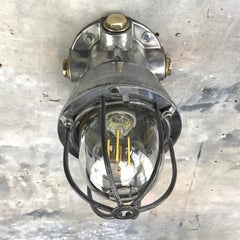 Plafón italiano de fundición de aluminio, latón y cristal de los años 70