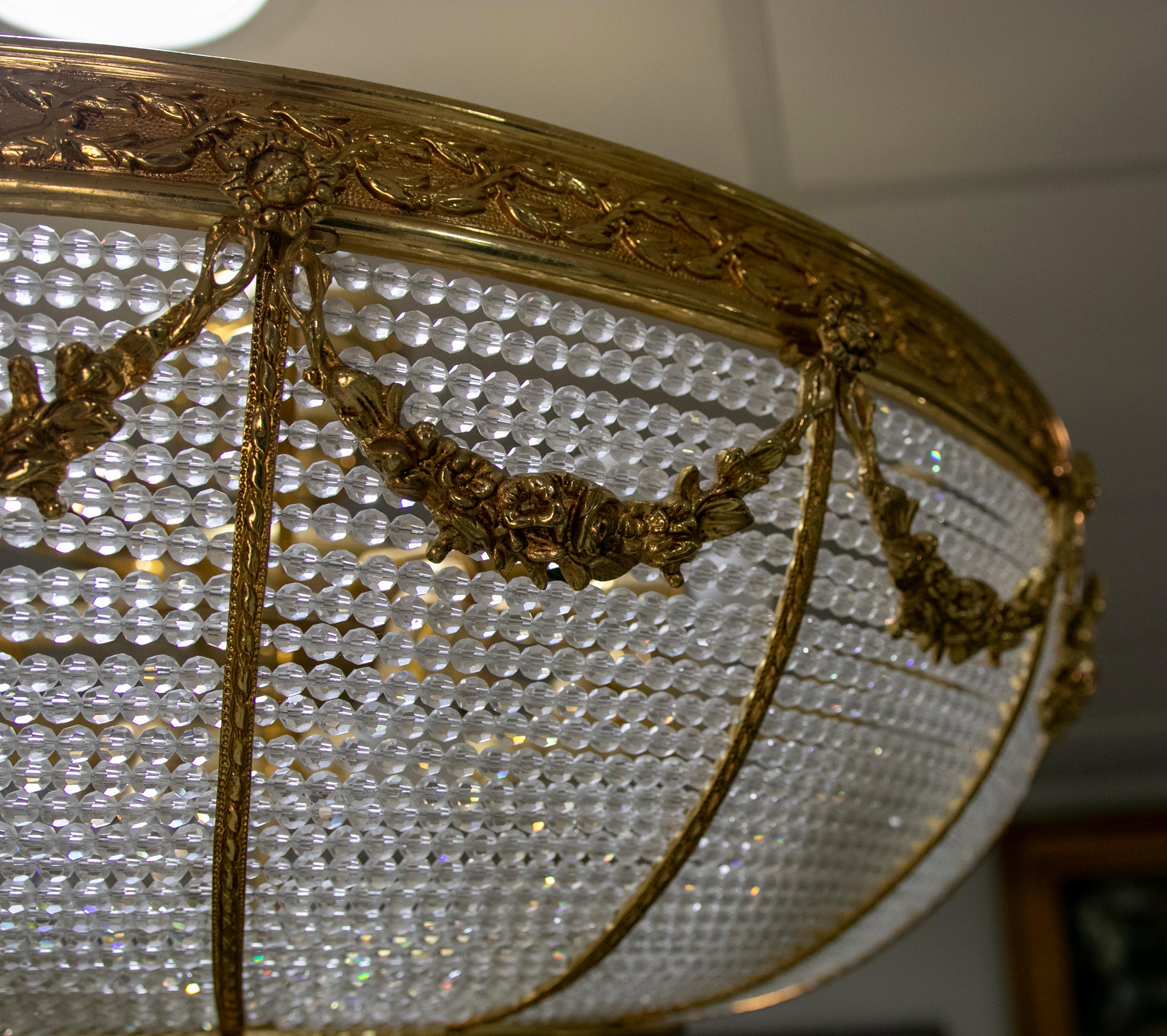 1970s Italian Ceiling Lamp in Glass and Gilded Bronze In Good Condition For Sale In Marbella, ES