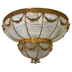 Italienische Deckenleuchte aus Glas und vergoldeter Bronze, 1970er Jahre