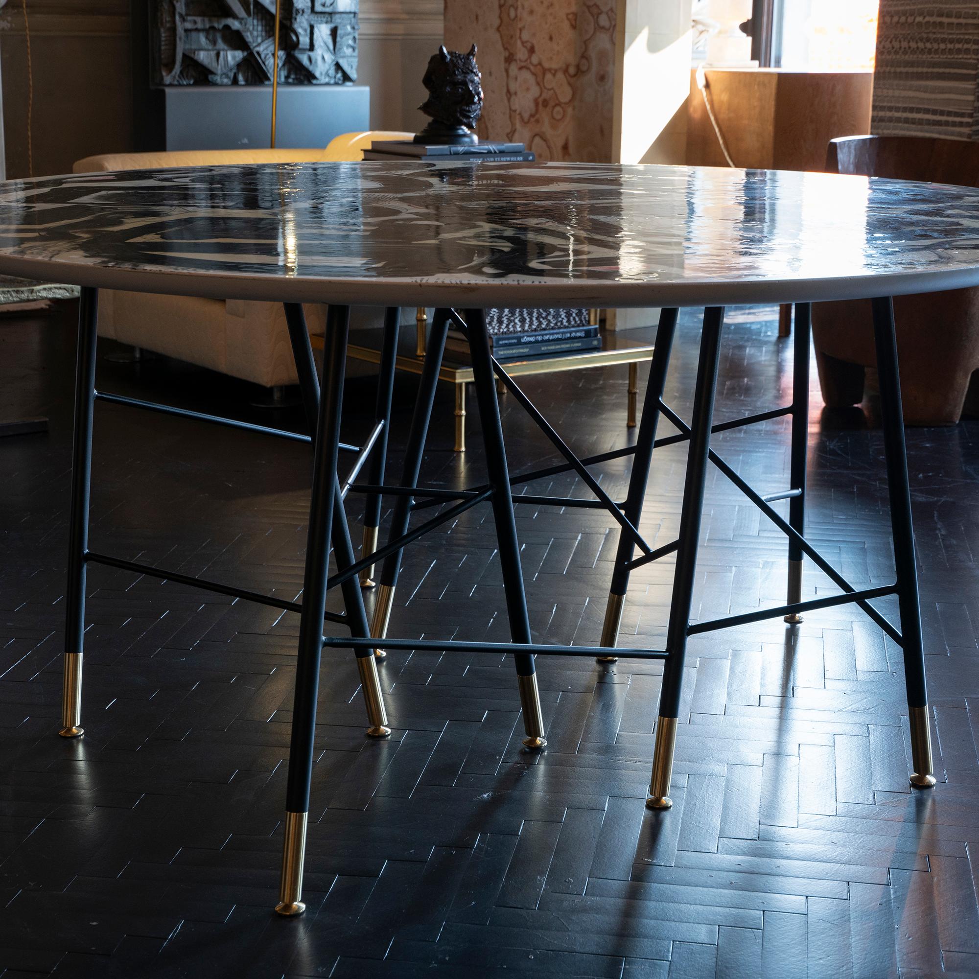 1970s Italian Center Table with Artistic Top in Style of Emilio Vedova 4