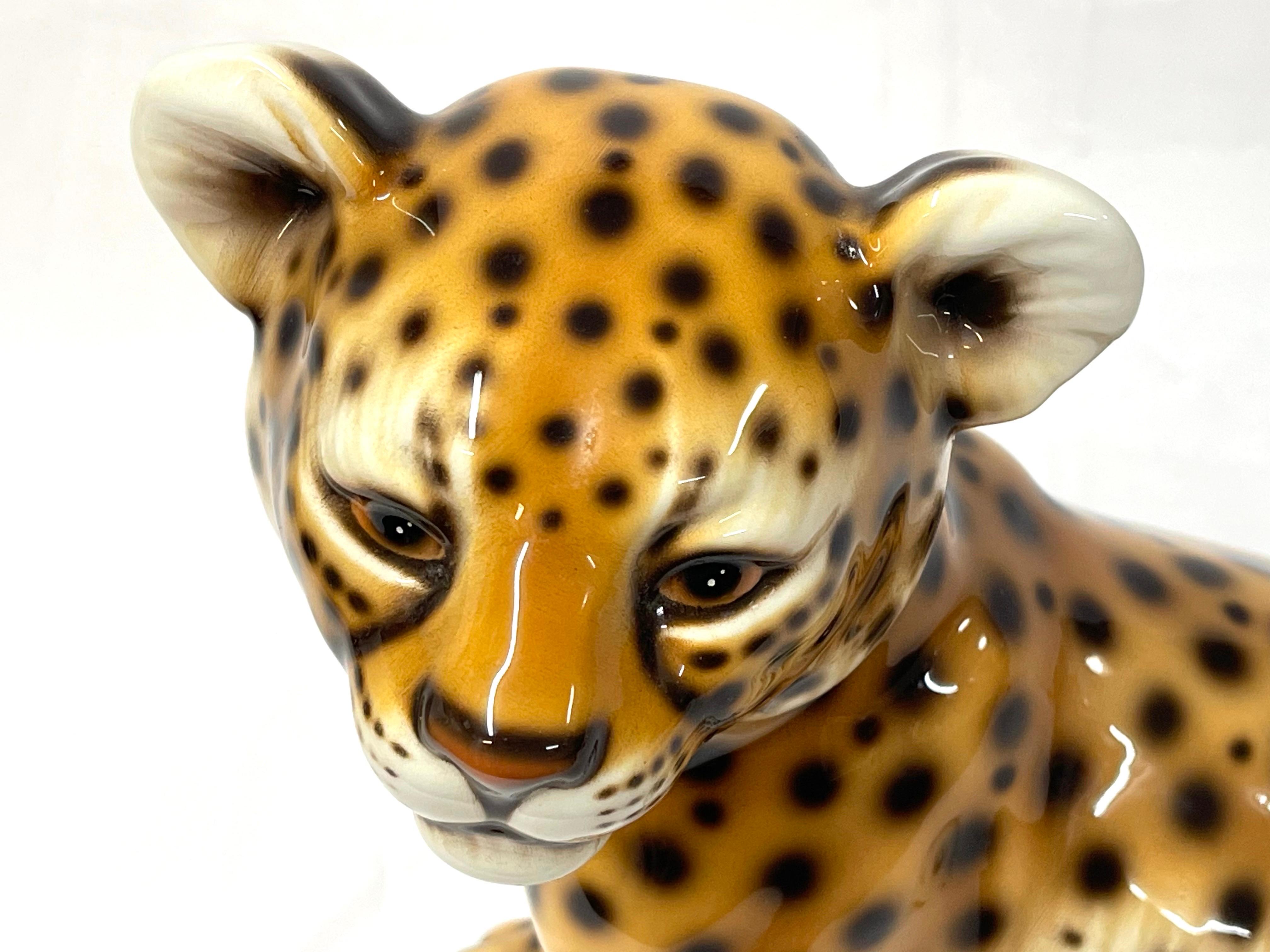 1970's Italian Ceramic Baby Leopard  For Sale 5