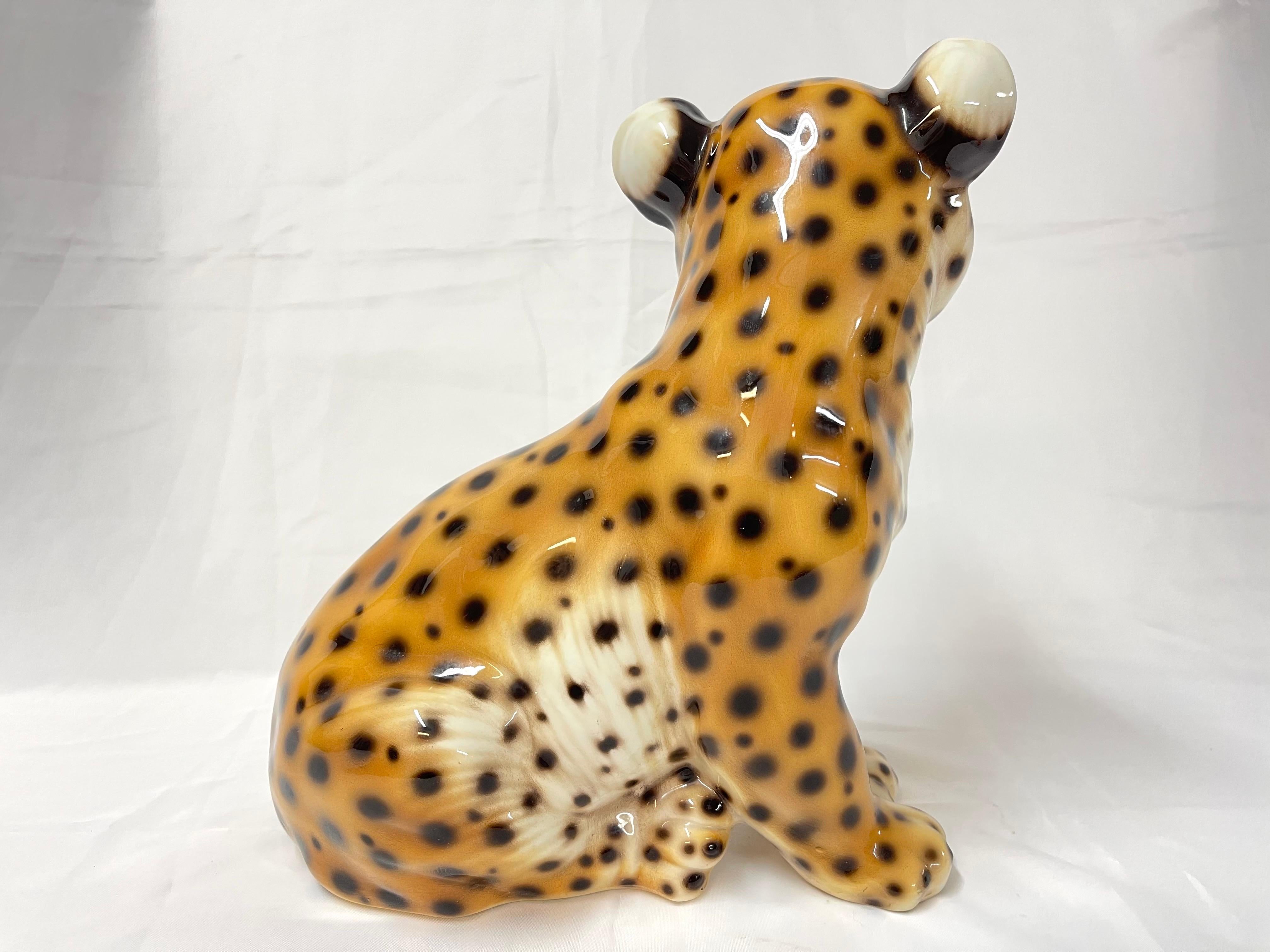 1970's Italian Ceramic Baby Leopard  In Good Condition For Sale In Redding, CT