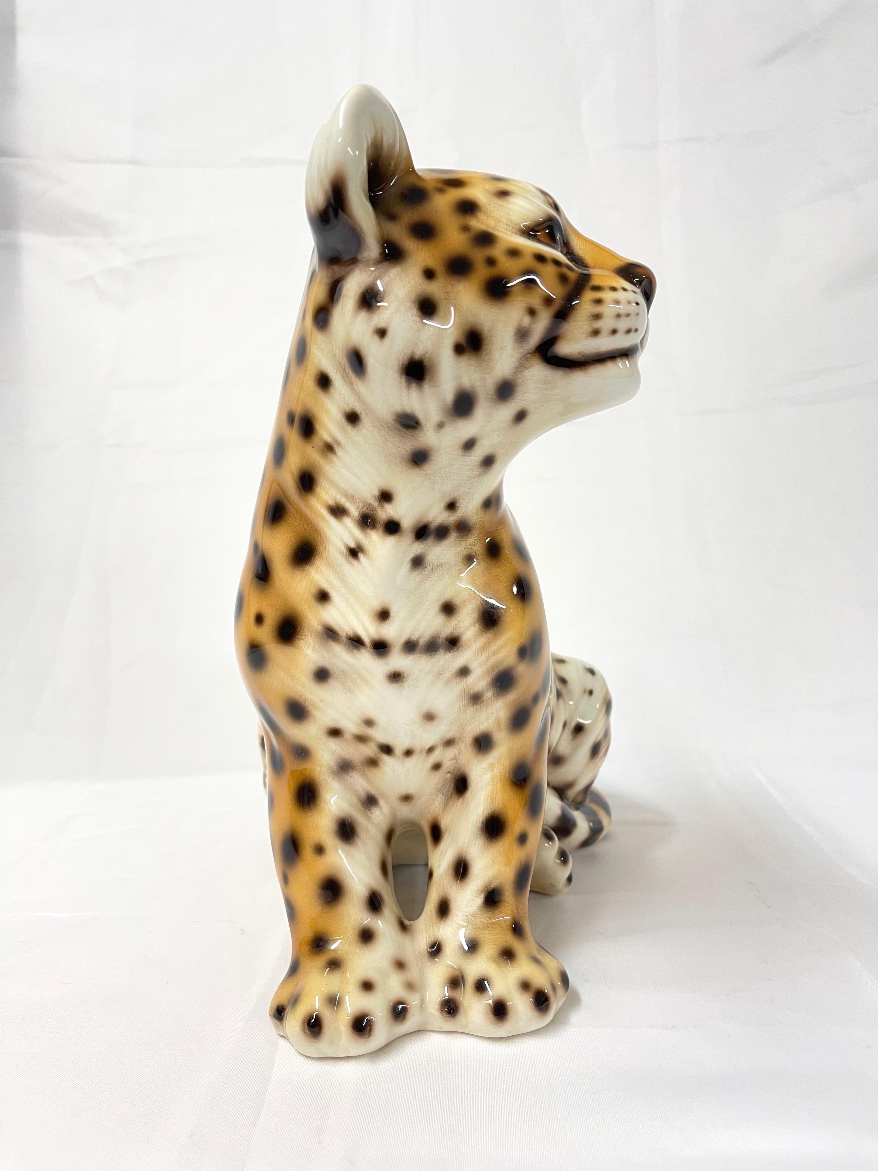 Late 20th Century 1970's Italian Ceramic Baby Leopard  For Sale
