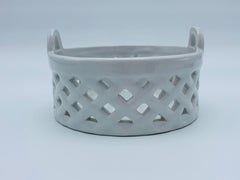 1970s Italian Ceramic Basketweave Wine Bottle Coaster