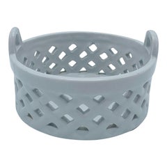 1970s Italian Ceramic Basketweave Wine Bottle Coaster
