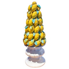 1970s Italian Ceramic Centrepiece with Lemons and Glazed Base