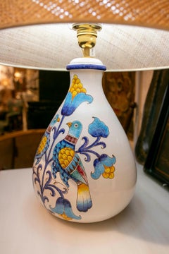 1970s Italian Ceramic Lamp Signed Bandielli with Lampshade