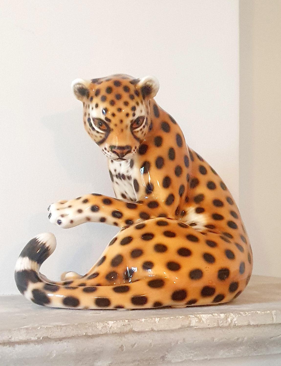 Late 20th Century 1970s Italian Ceramic Leopard