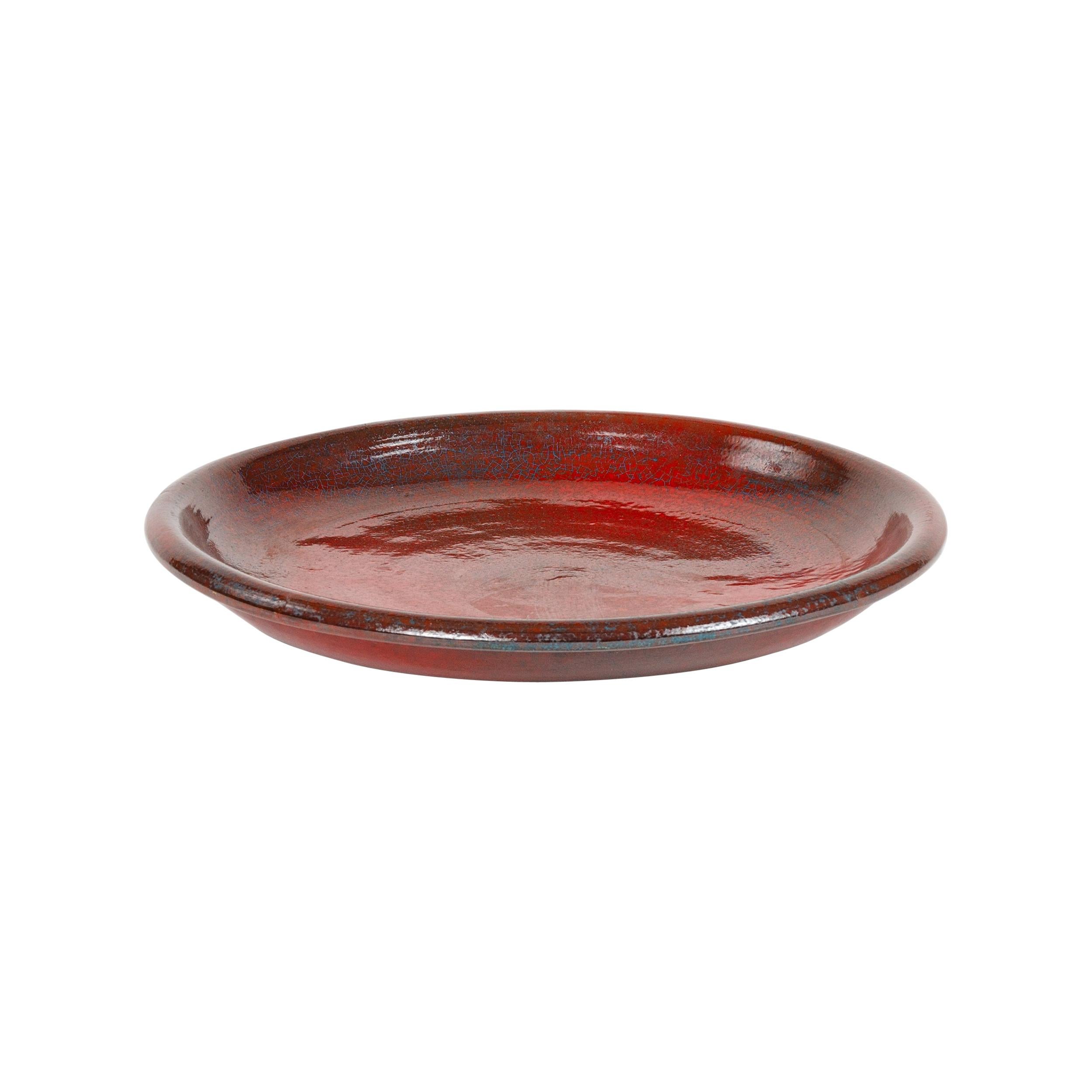 1970s Italian Ceramic Oxblood Red Platter