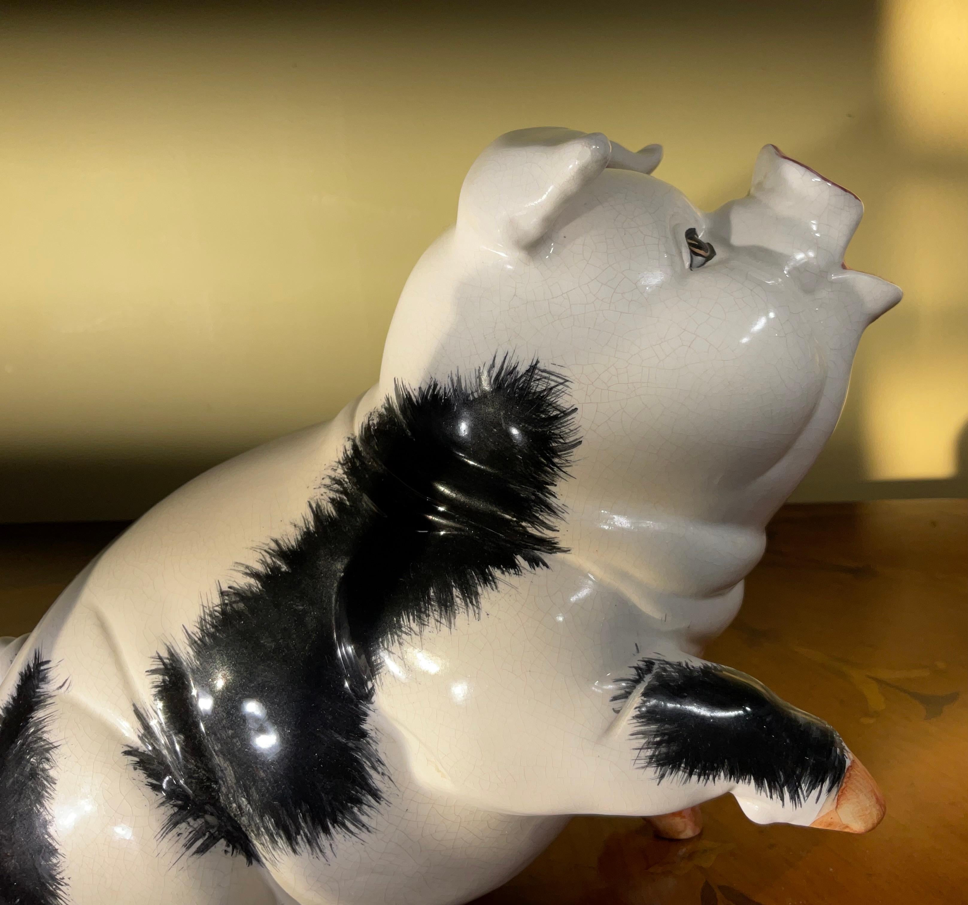 Hand-Crafted 1970s Italian Ceramic Pig  For Sale