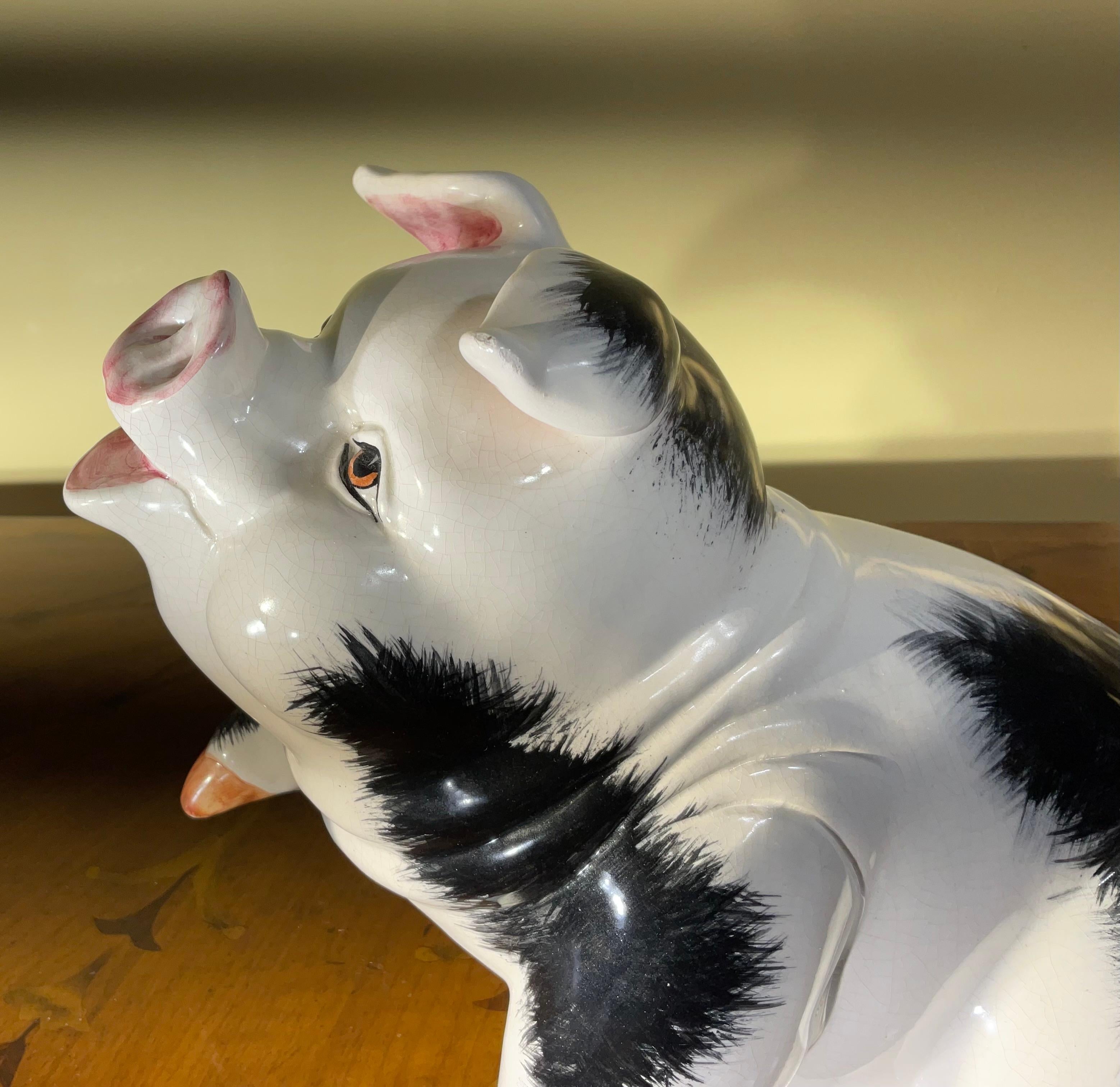 1970s Italian Ceramic Pig  In Good Condition For Sale In Delray Beach, FL