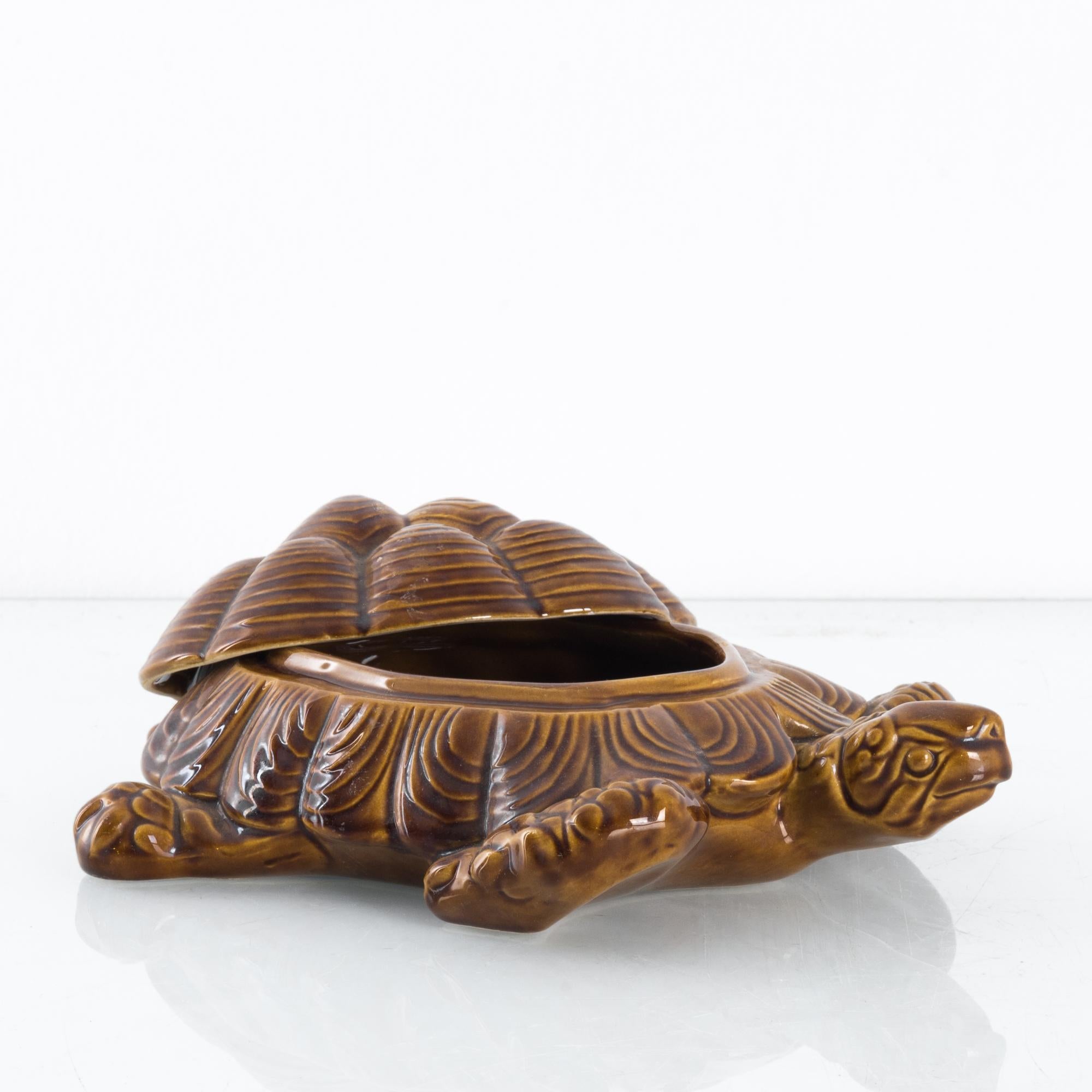 Mid-Century Modern 1970s Italian Ceramic Turtle Storage Box