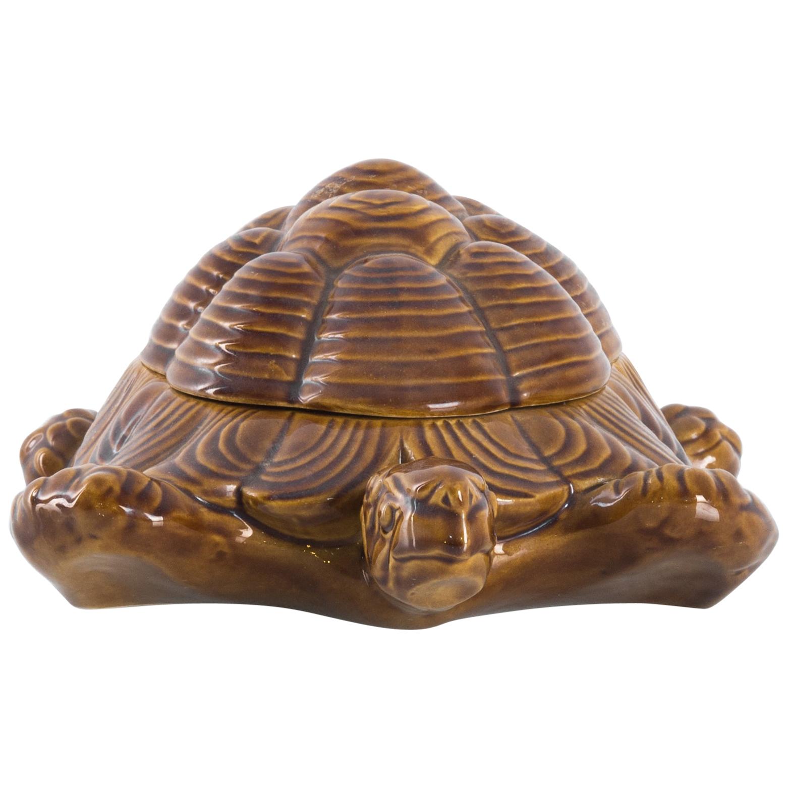 1970s Italian Ceramic Turtle Storage Box