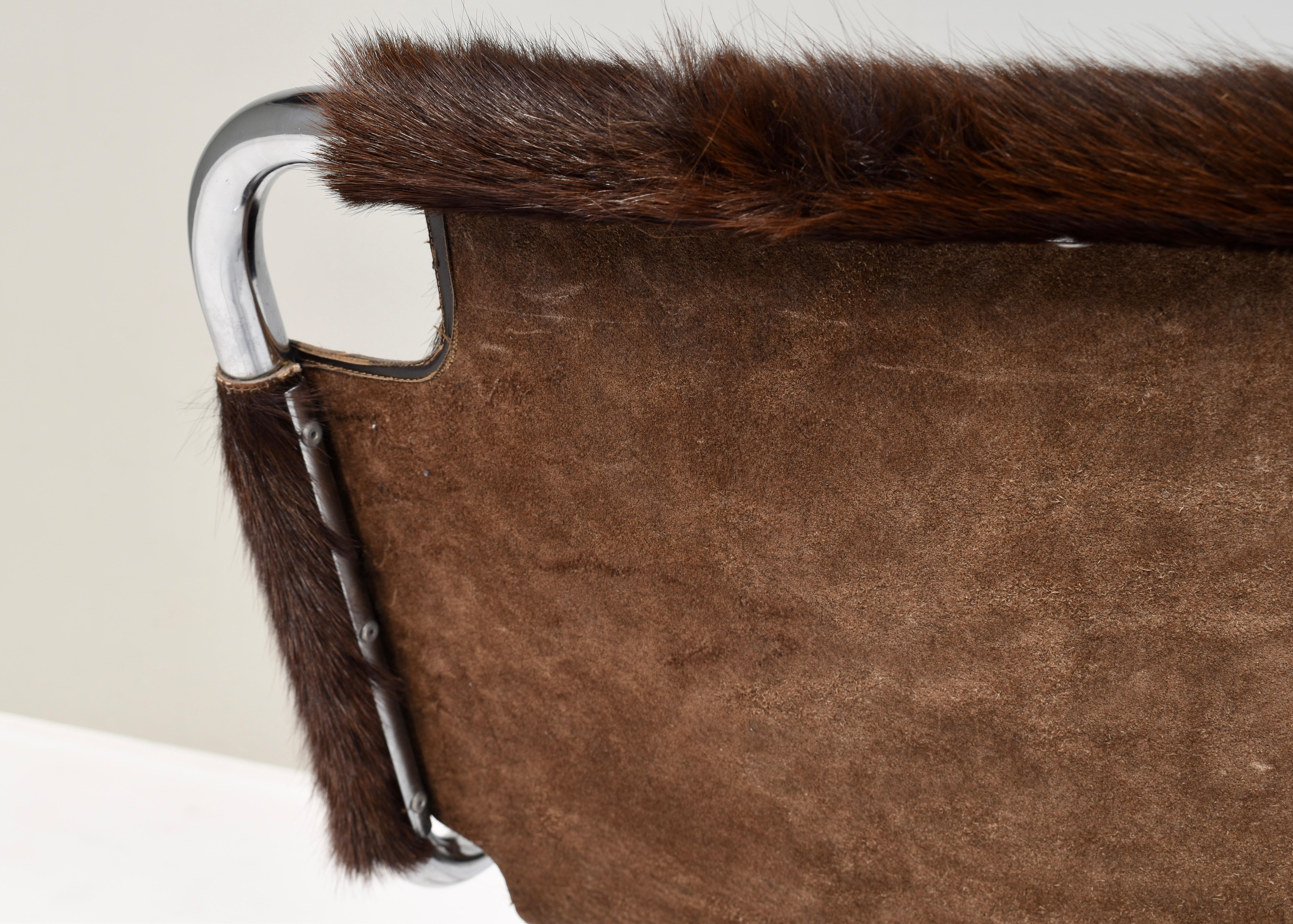 1970s Italian chair in Cowhide and Chrome - Italy, 1970s For Sale 9