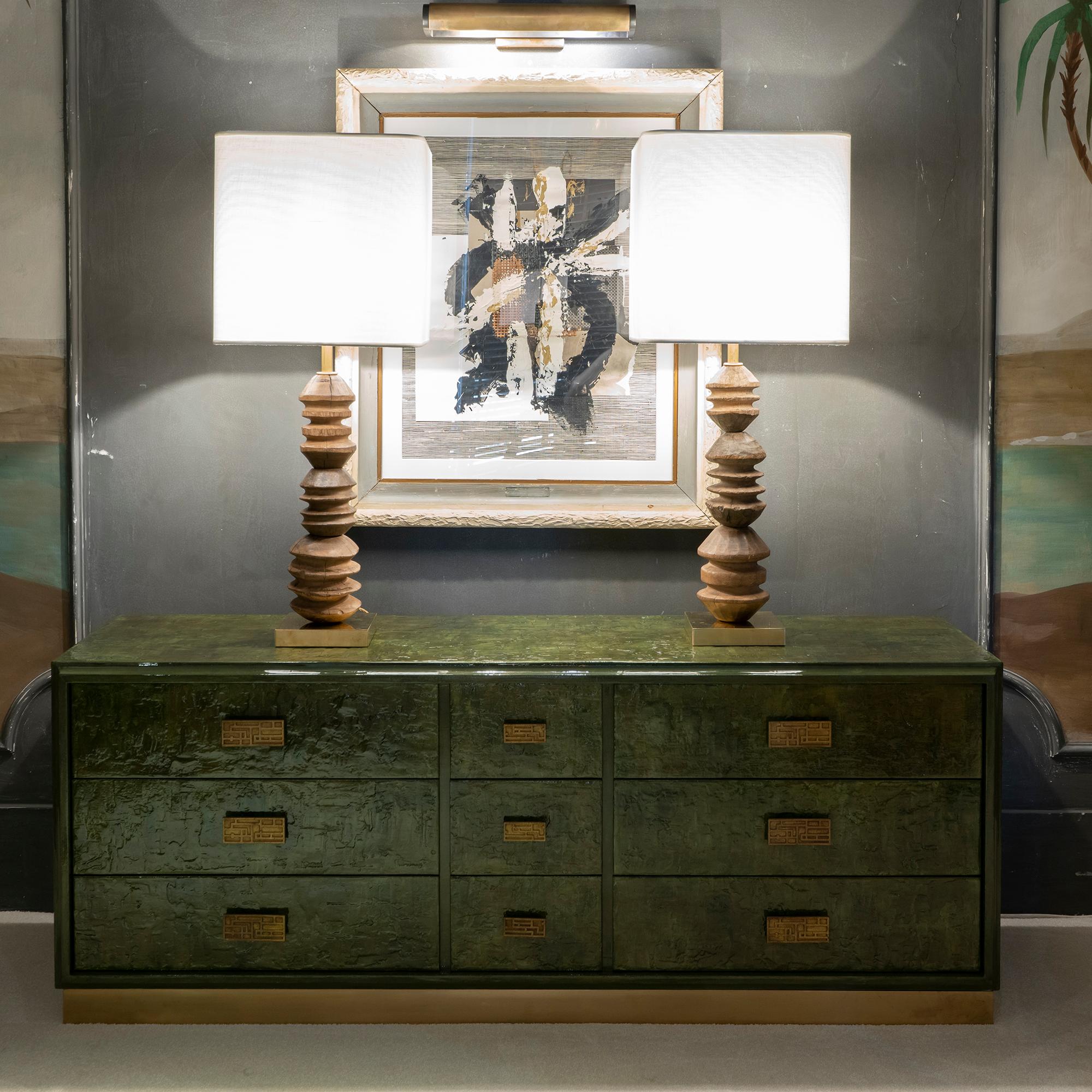 1970s Italian Chest of Drawers, Camouflage Green Epoxy Resins Ceramic Finish 6