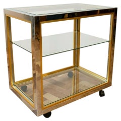 Retro Italian Chrome and Brass Drinks Trolley / Shelving, 1970's 