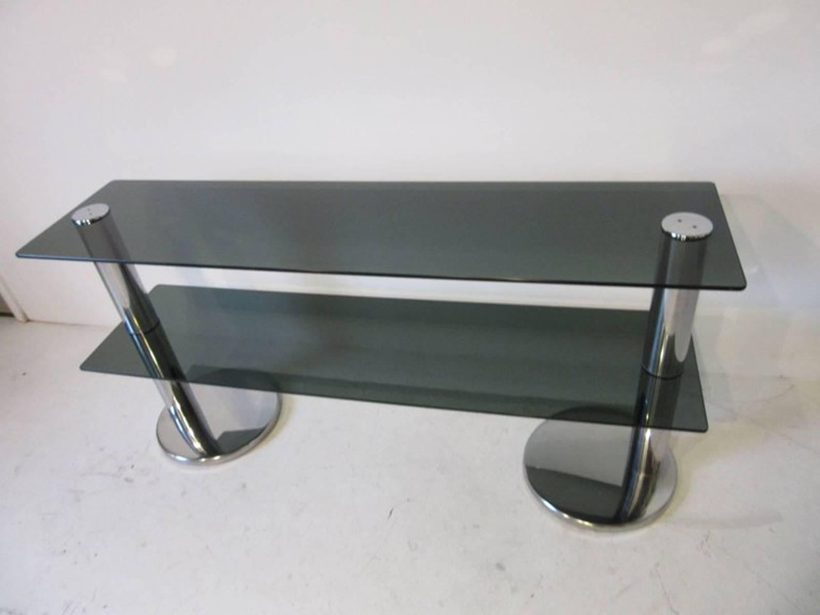 Modern 1970s Italian Chrome and Glass Console Table