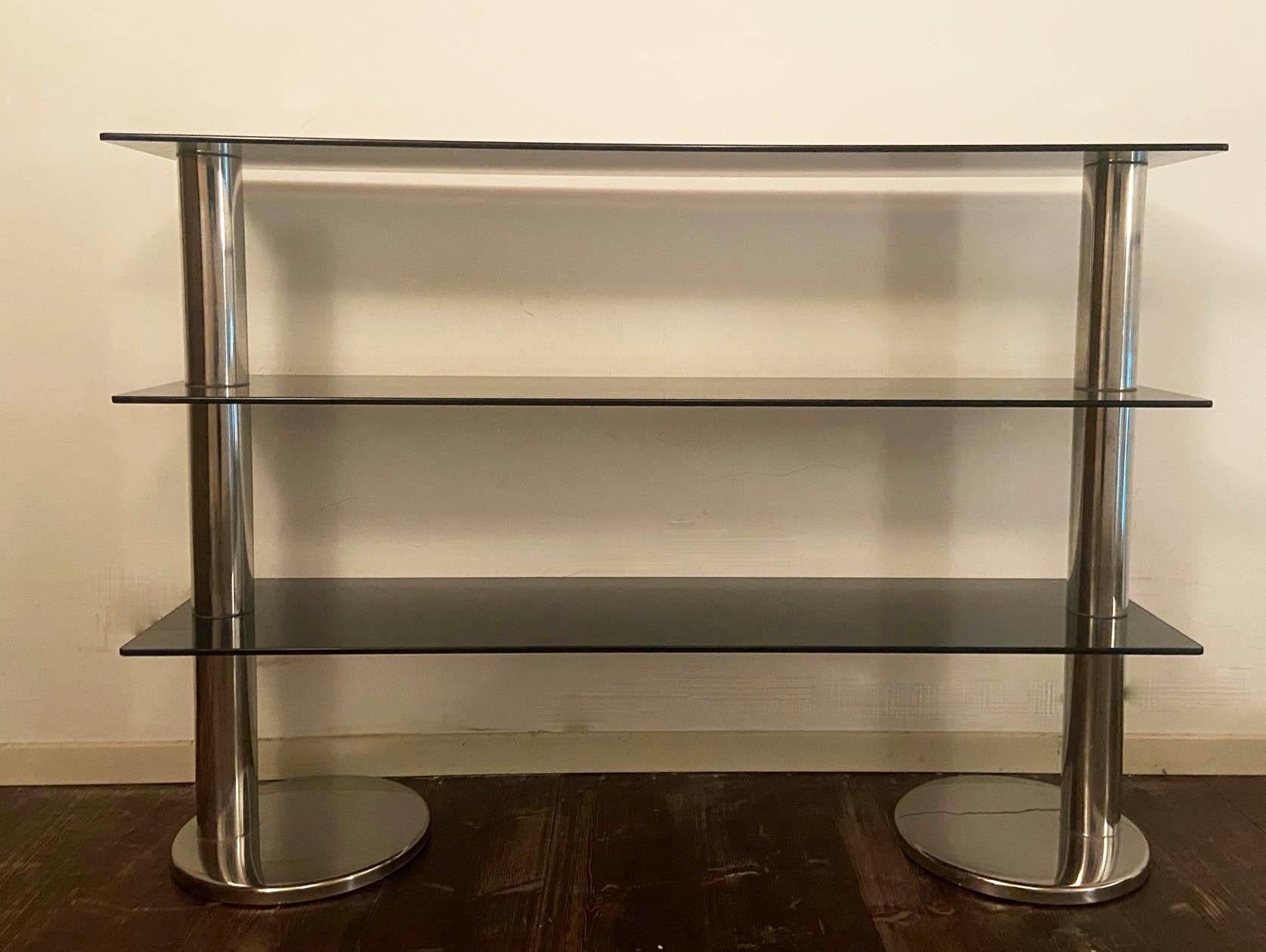1970s Italian Chrome and Glass Console Table 1