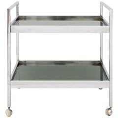 1970s Italian Chrome and Smoked Glass Bar Drinks Trolley or Cart