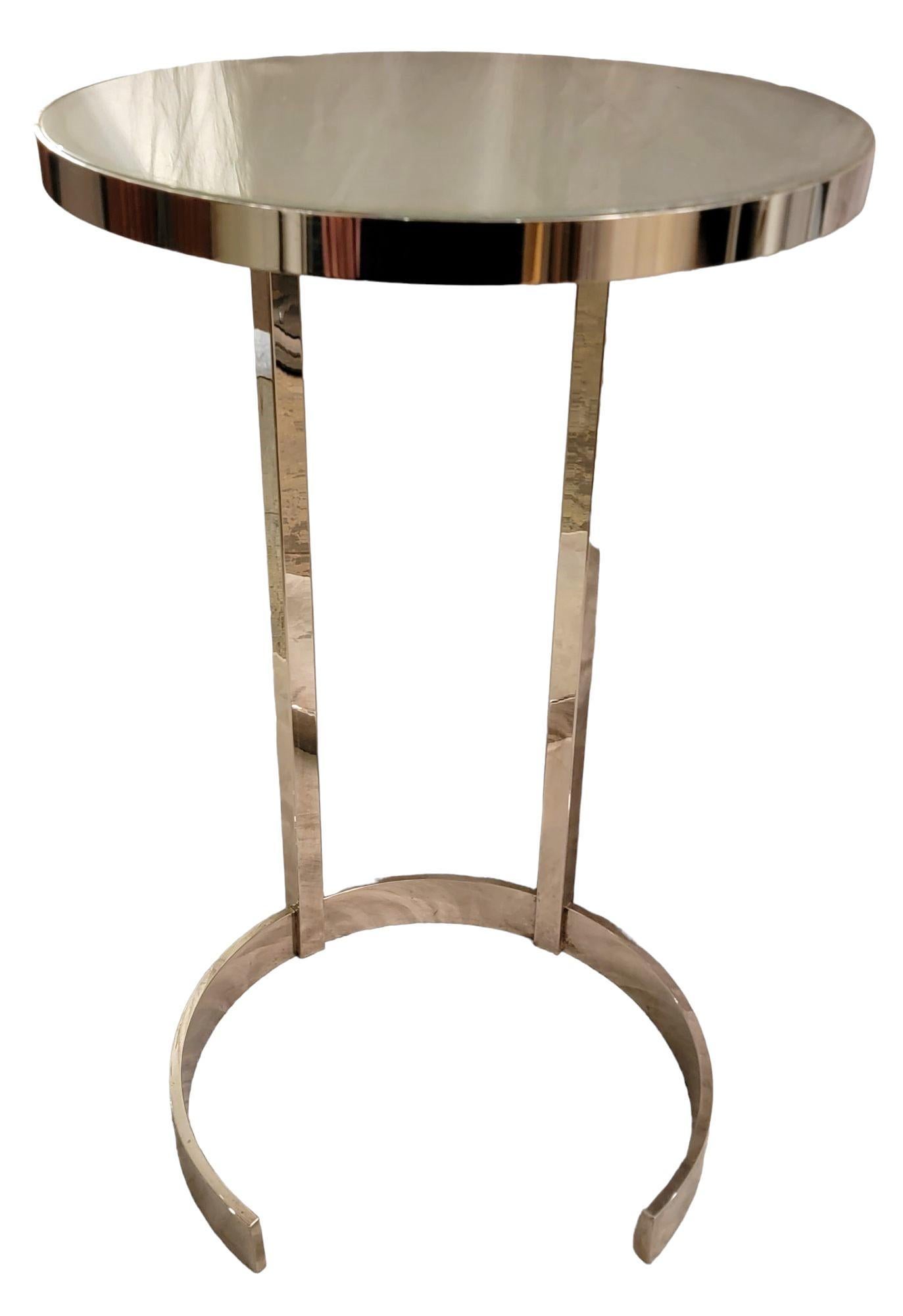 1970s Italian Chrome and White Smoked Glass Side Table In Good Condition In Pasadena, CA