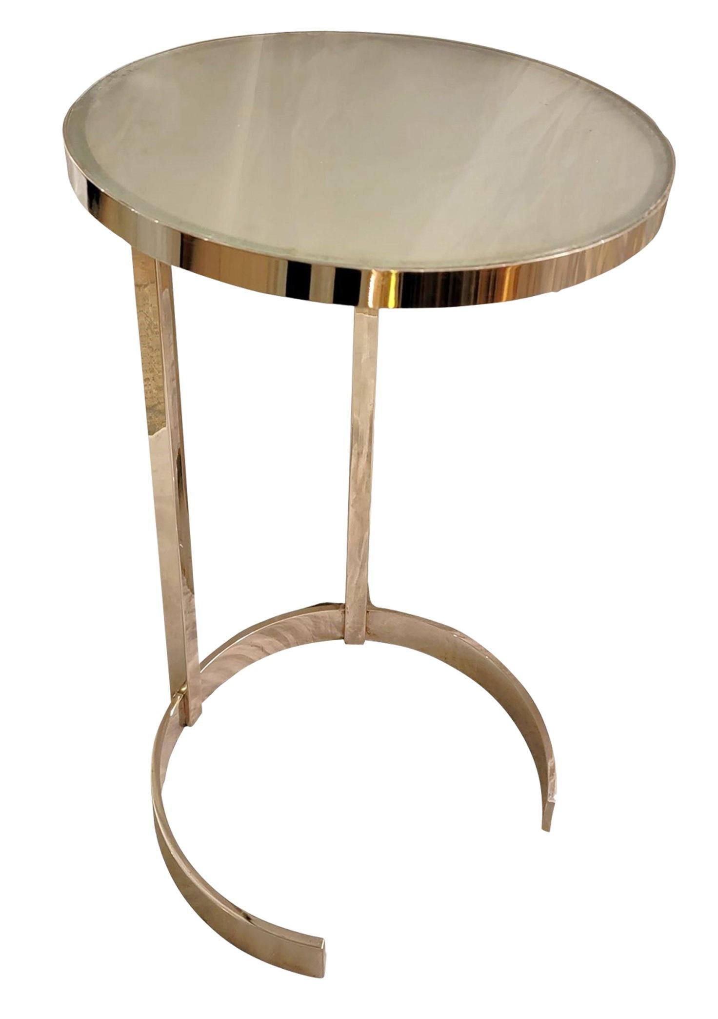 1970s Italian Chrome and White Smoked Glass Side Table 1