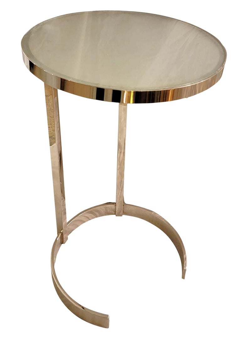1970s Italian Chrome and White Smoked Glass Side Table For Sale at 1stDibs