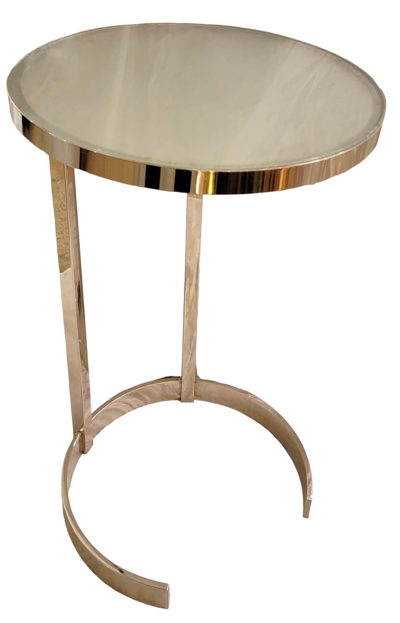 1970s Italian Chrome and White Smoked Glass Side Table 4