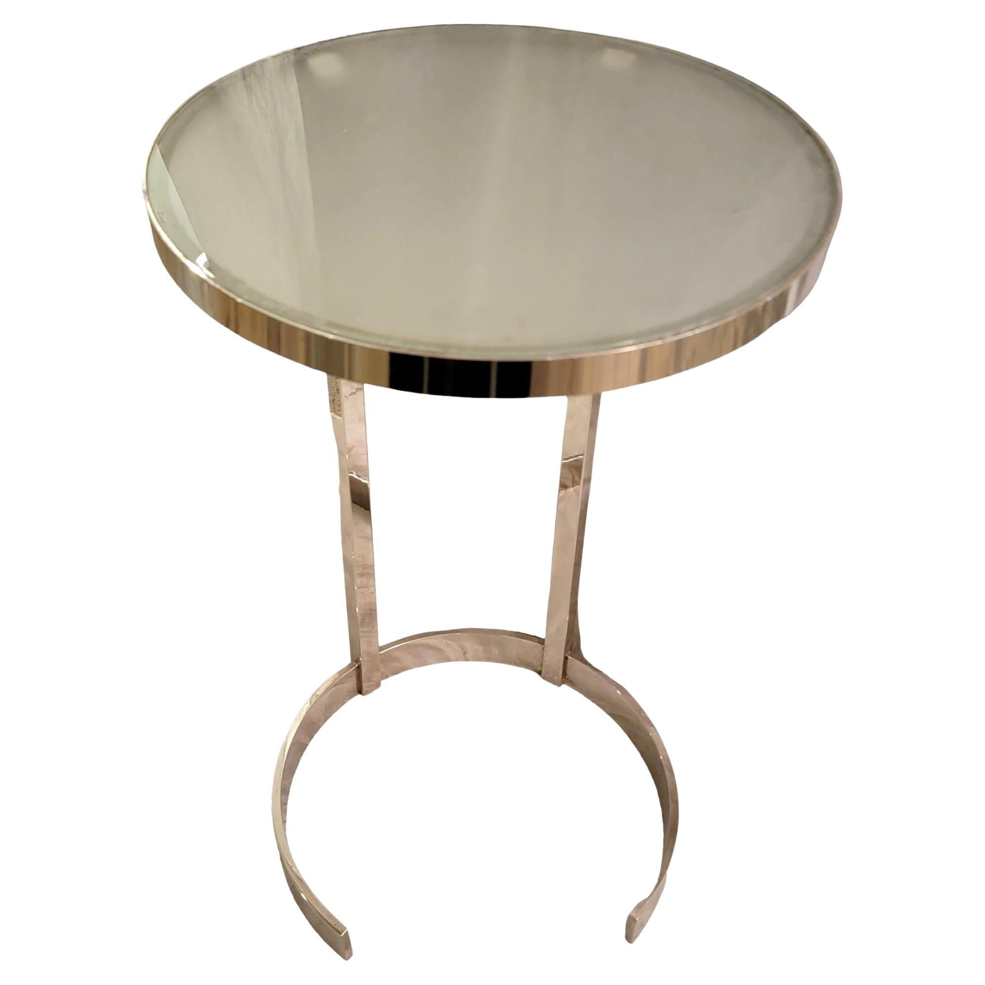 1970s Italian Chrome and White Smoked Glass Side Table