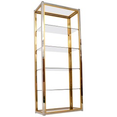 Vintage 1970s Italian Chrome Bookcase / Display Cabinet by Zevi