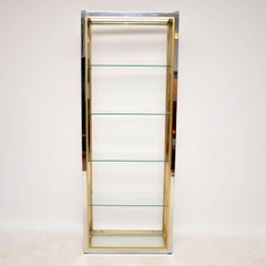 1970s Italian Chrome and Brass Display Cabinet or Bookcase by Zevi