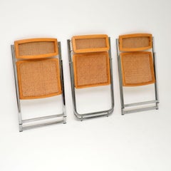 1970s Italian Chrome and Cane Folding Dining Chairs by Arben