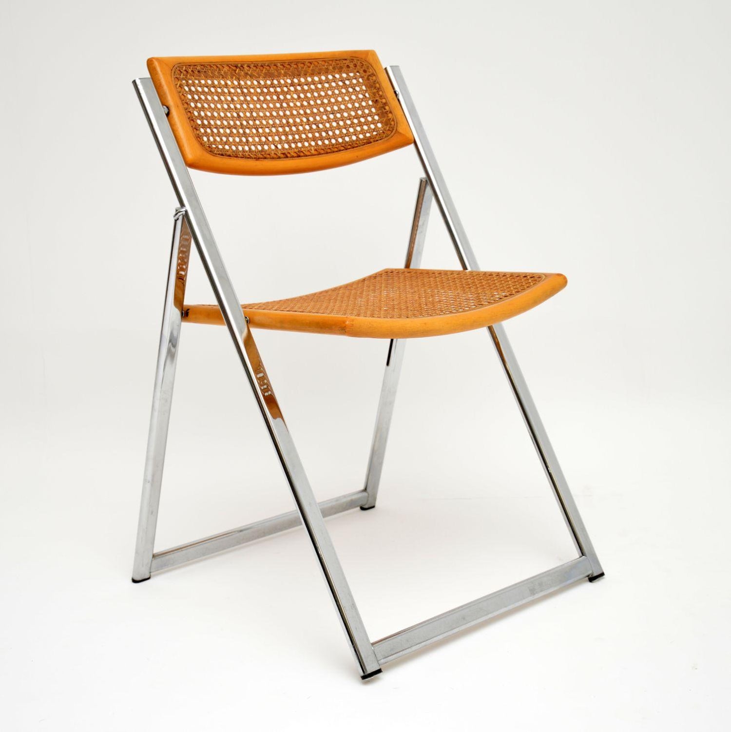 1970s Italian Chrome And Cane Folding Dining Chairs By Arben At 1stdibs