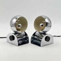 1970s Italian Chrome Eyeball Table Lamps by Tronconi Rare Space Age Pair