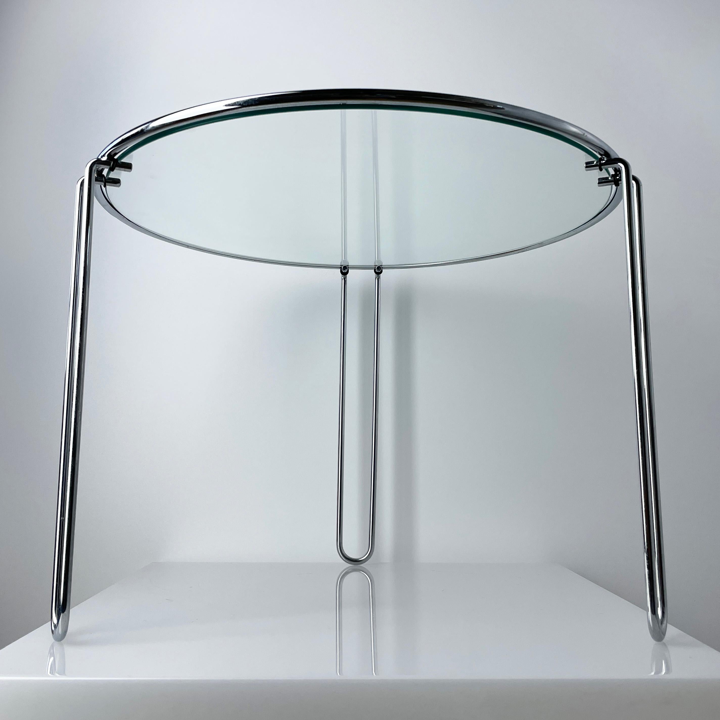 1970's Italian Chrome and Glass Coffee / Side Table For Sale at 1stDibs