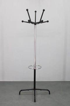 1970s Italian Chrome & Lacquered Iron Coat Rack with Plastic Ball Hooks