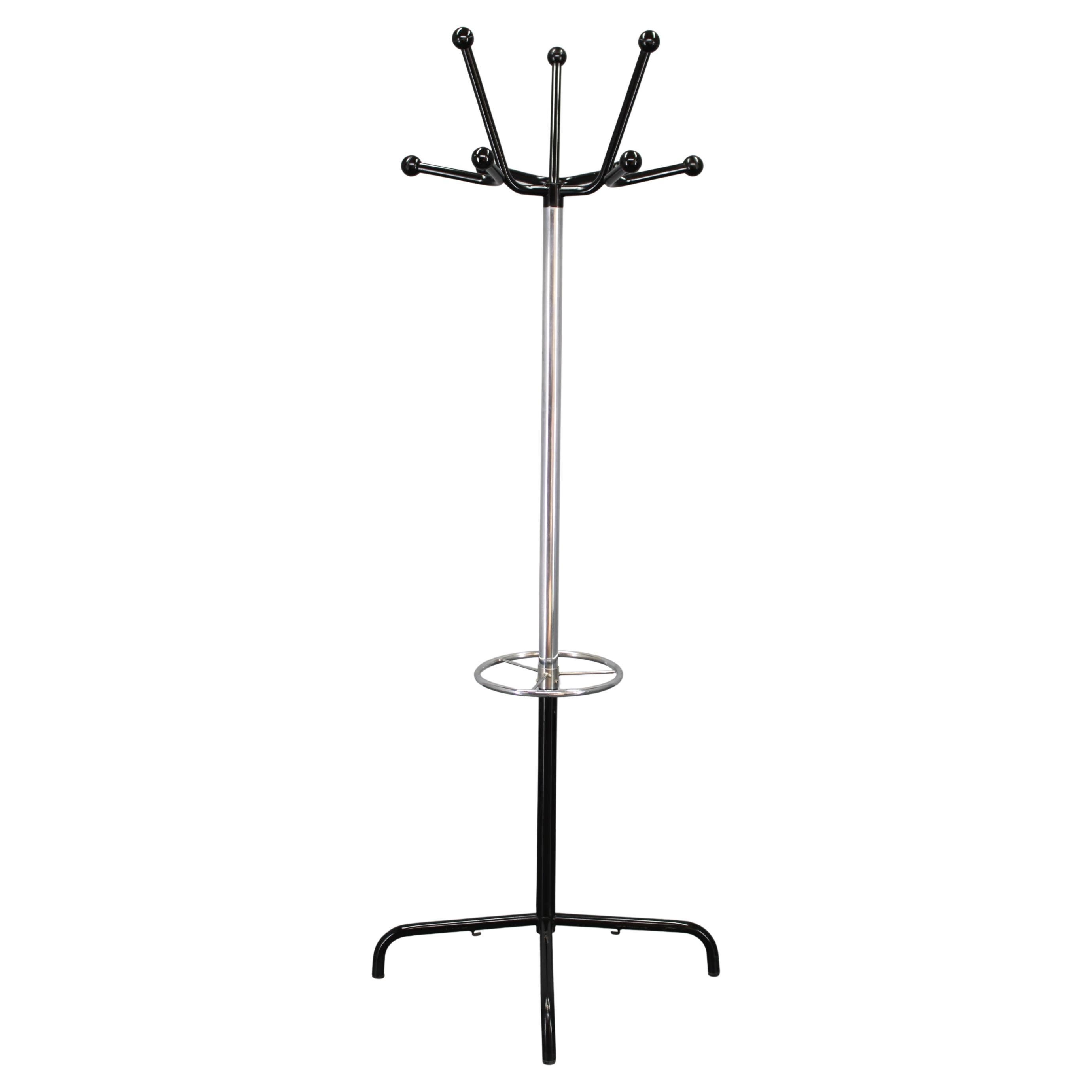 1970s Italian Chrome & Lacquered Iron Coat Rack with Plastic Ball Hooks For Sale