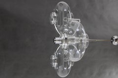 Araña italiana cromada y de cristal de los años 70