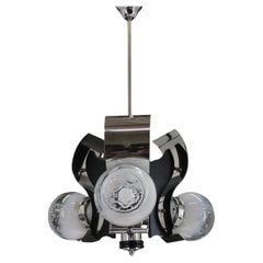 1970s Italian Chrome Plated Chandelier