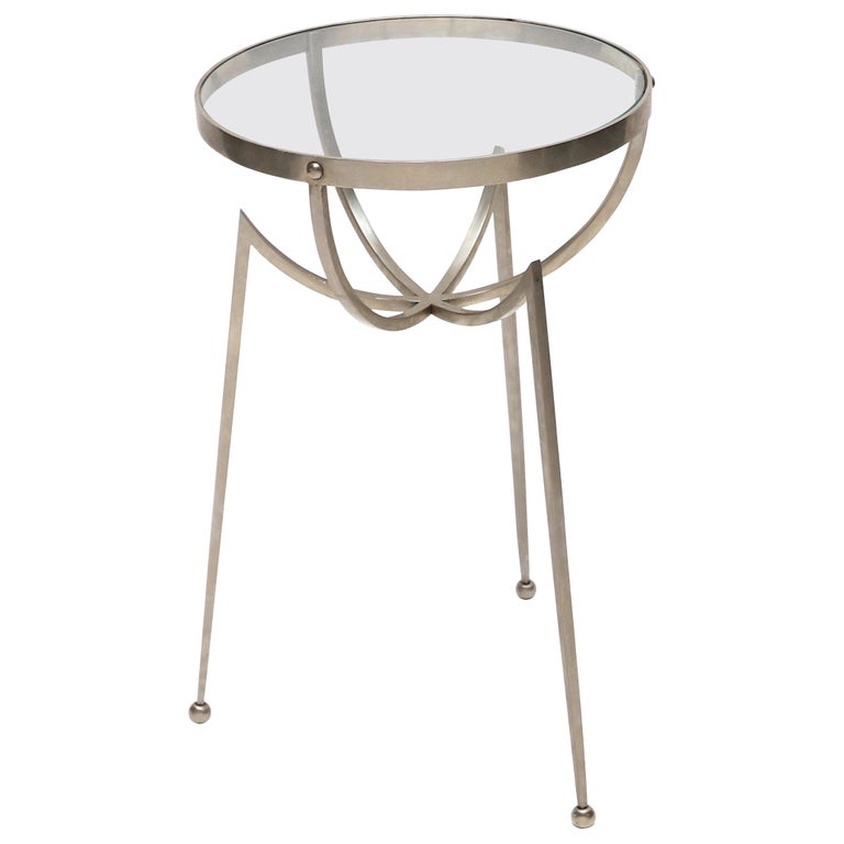 1970s Italian Chrome Side Table with Glass Top at 1stDibs