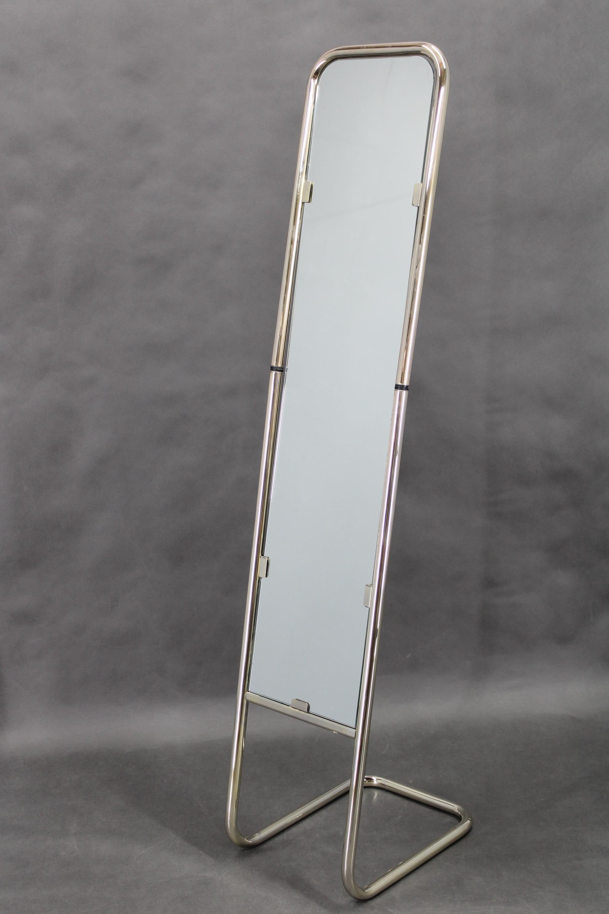 Miroir à poser tubulaire chromé italien des années 1970 en vente 5
