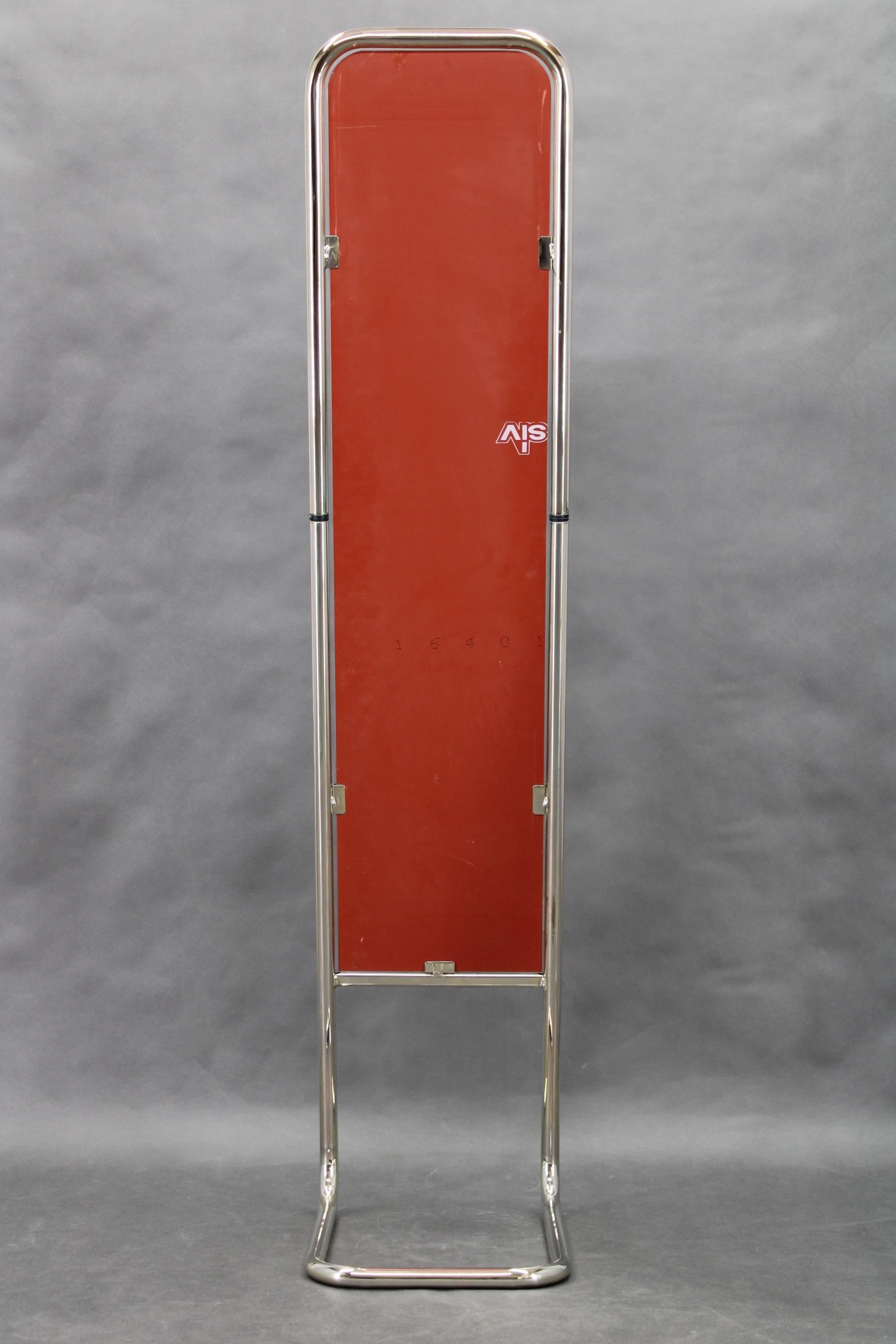 Poli Miroir à poser tubulaire chromé italien des années 1970 en vente