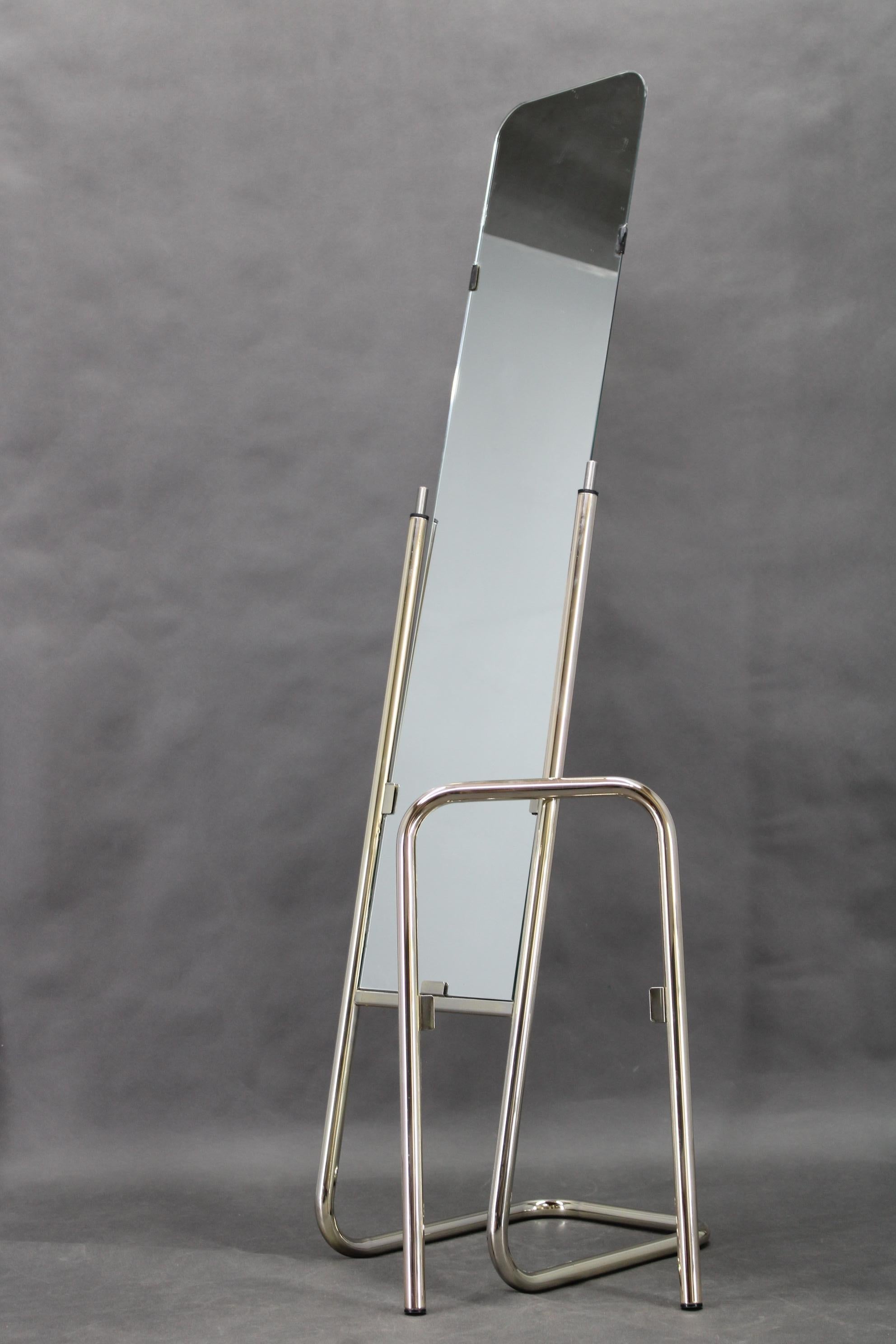 Fin du 20e siècle Miroir à poser tubulaire chromé italien des années 1970 en vente