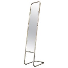 1970s Italian Chrome Tubular Freestanding Mirror