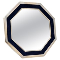 1970s Italian Chrome & Velvet Mirror