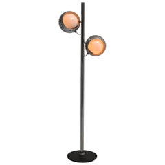 1970s Italian Chromed Steel Floor Lamp with Opaline Glass Shades